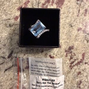 Bomb Party RG88169 “She’s Got the Shimmer” March Hematite Aquamarine Ring Size 8